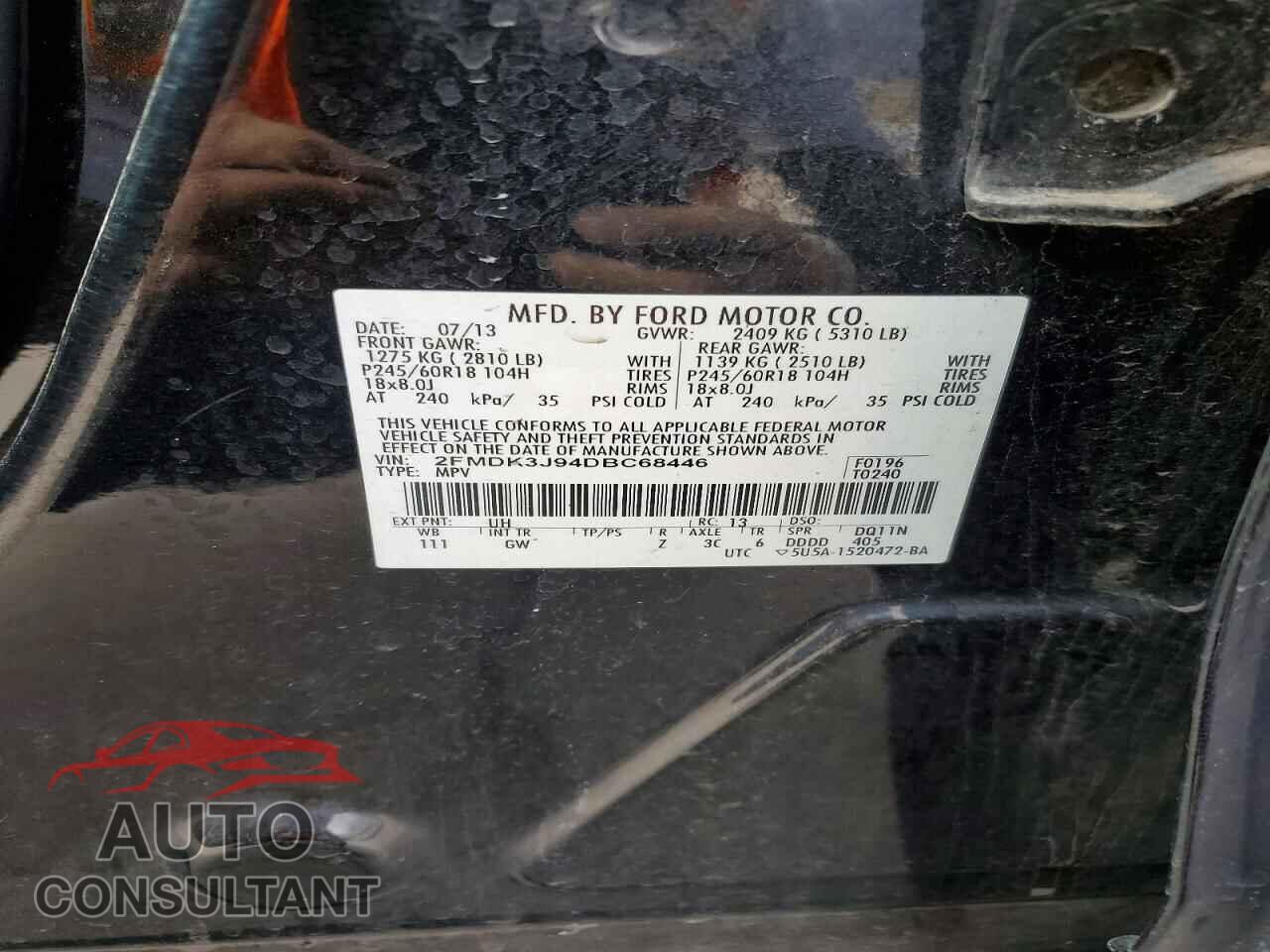 FORD EDGE 2013 - 2FMDK3J94DBC68446