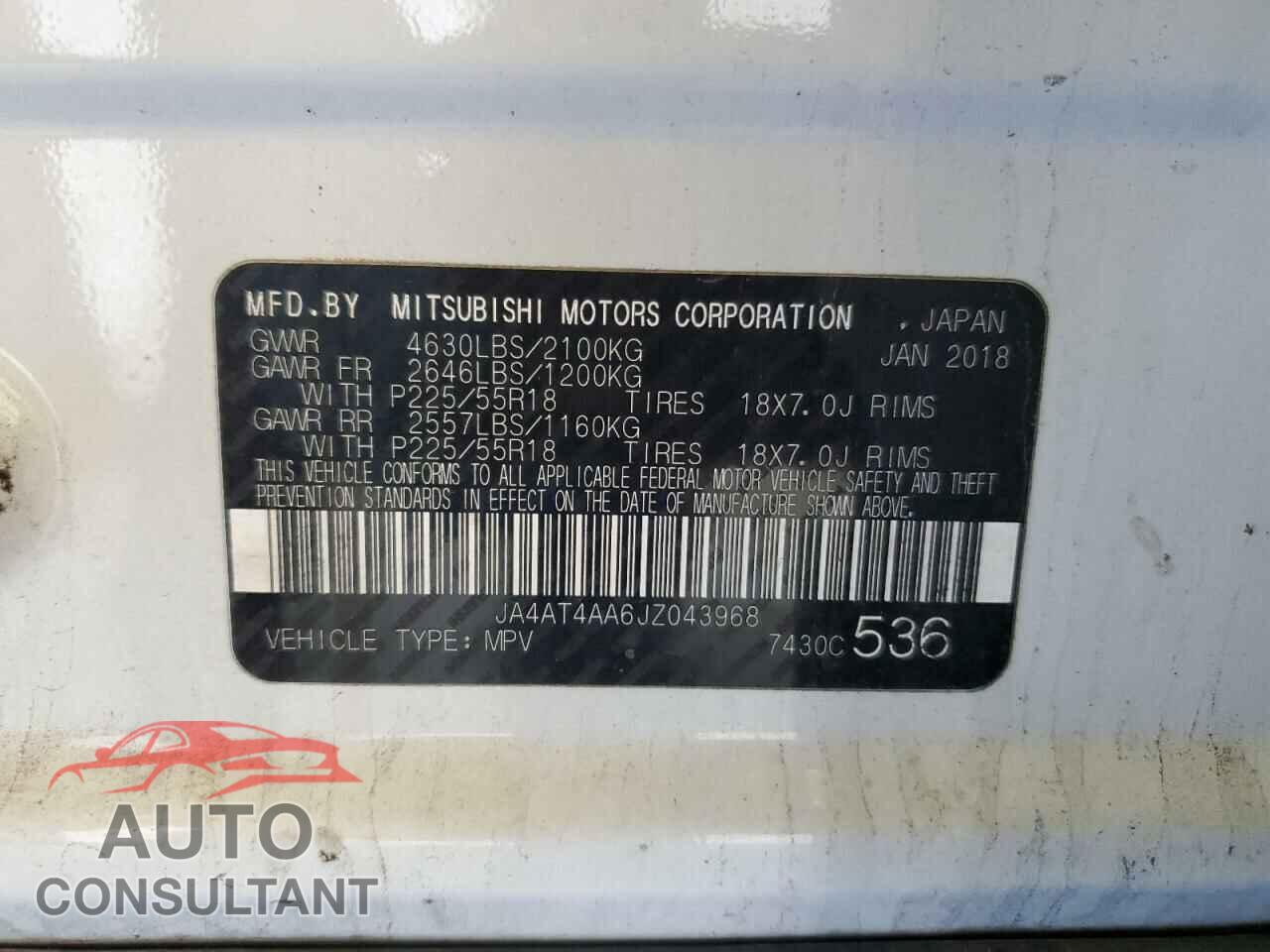 MITSUBISHI ECLIPSE 2018 - JA4AT4AA6JZ043968