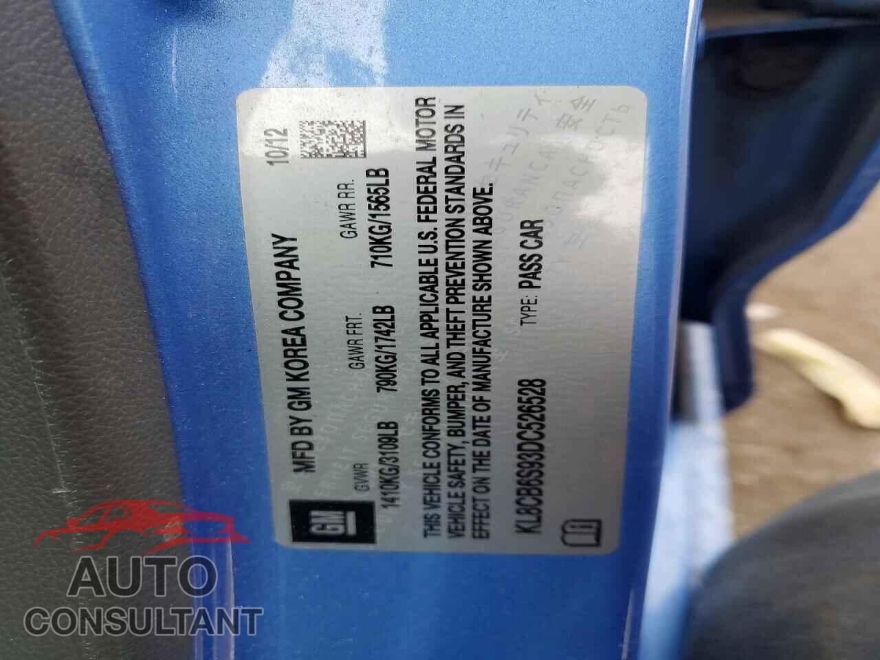CHEVROLET SPARK 2013 - KL8CB6S93DC526528