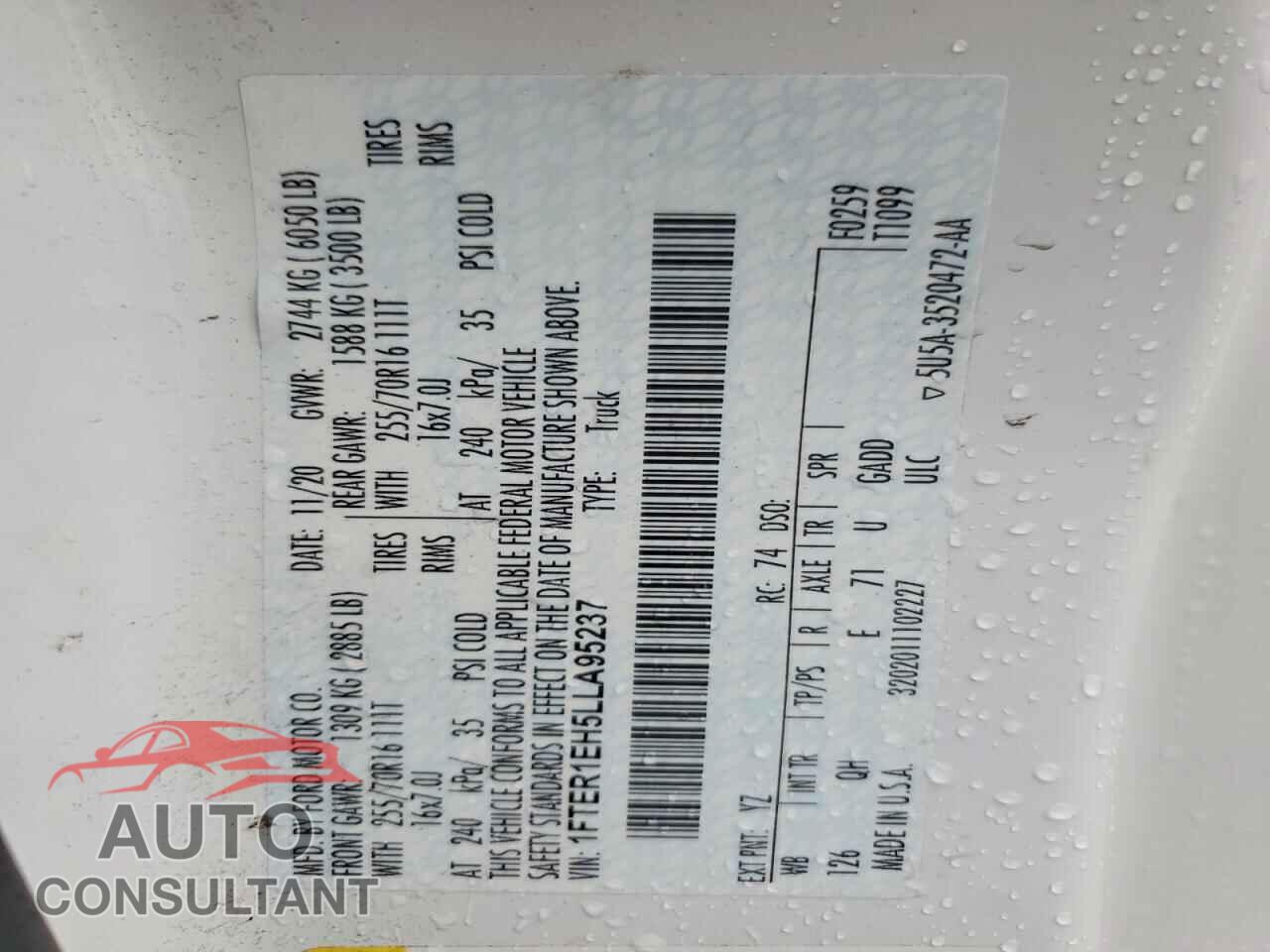 FORD RANGER 2020 - 1FTER1EH5LLA95237