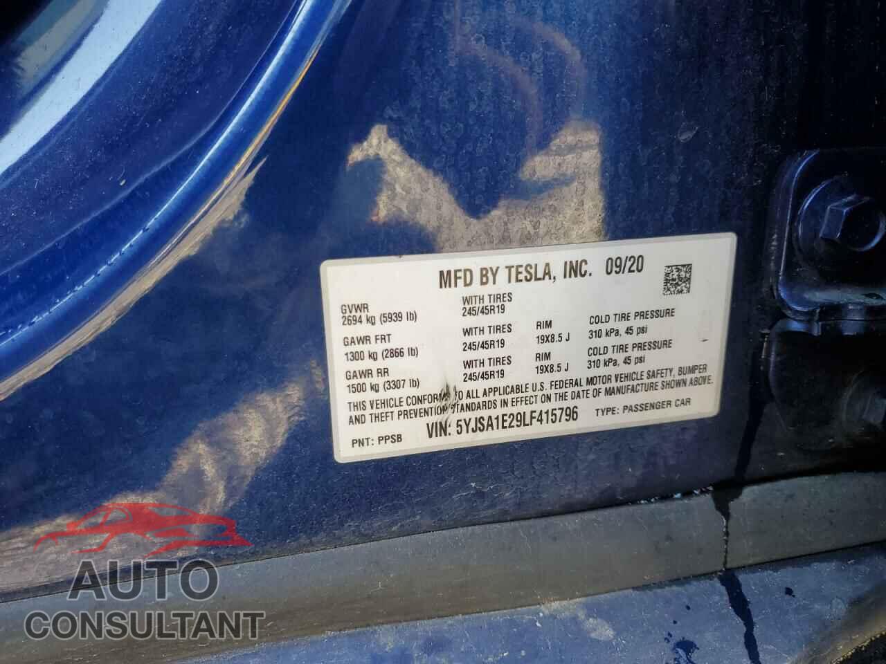 TESLA MODEL S 2020 - 5YJSA1E29LF415796