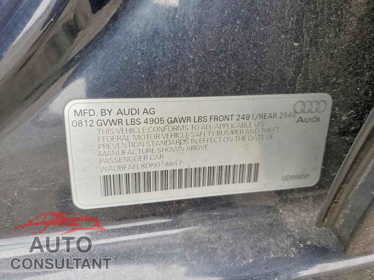 AUDI A4 2013 - WAUBFAFL8DN018847
