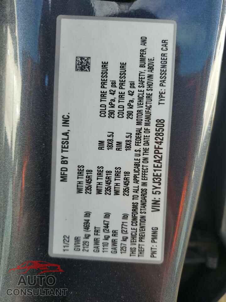 TESLA MODEL 3 2023 - 5YJ3E1EA2PF428508