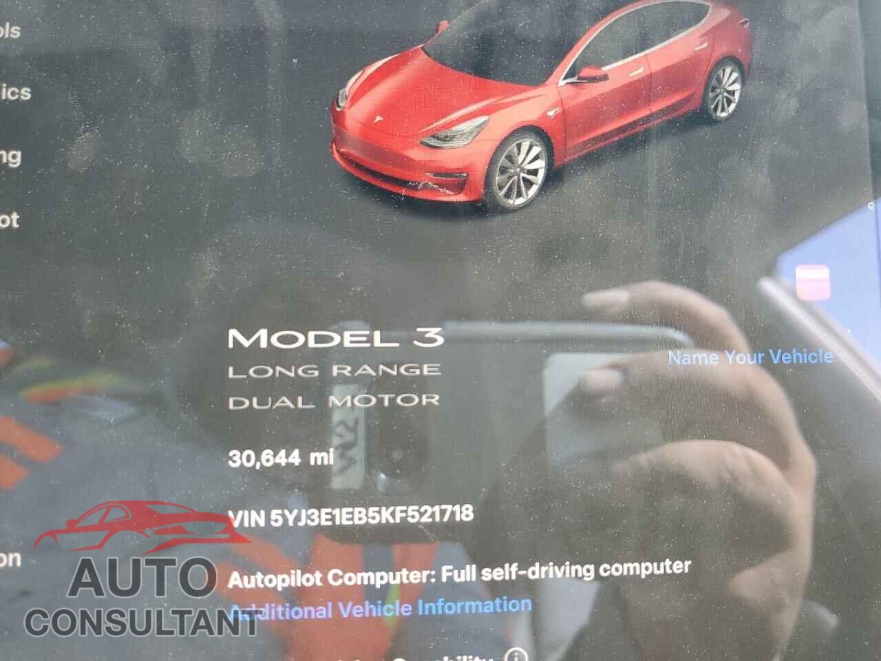 TESLA MODEL 3 2019 - 5YJ3E1EB5KF521718