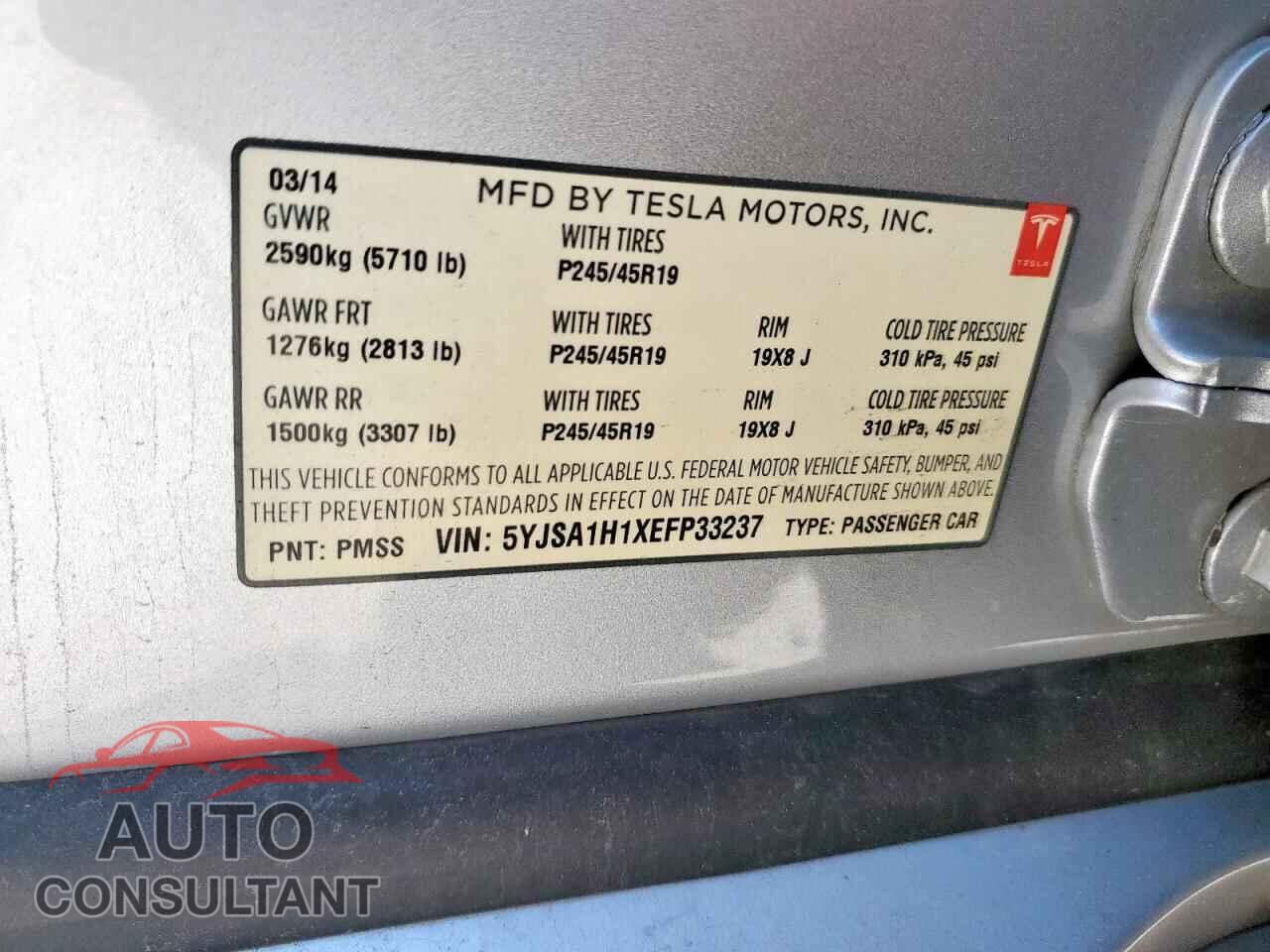 TESLA MODEL S 2014 - 5YJSA1H1XEFP33237