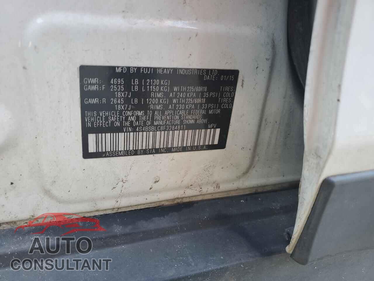 SUBARU OUTBACK 2015 - 4S4BSBLC8F3284811