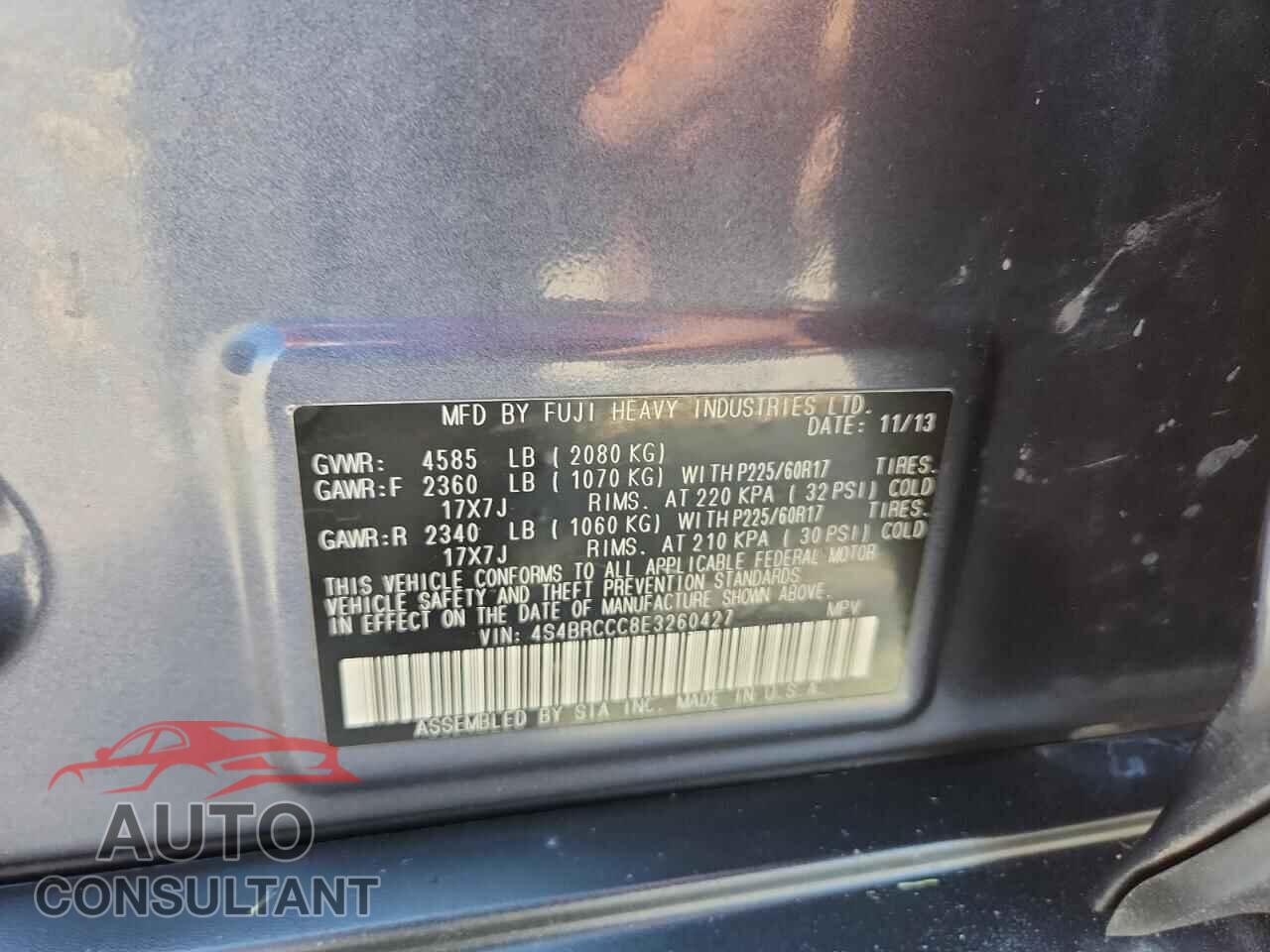 SUBARU OUTBACK 2014 - 4S4BRCCC8E3260427
