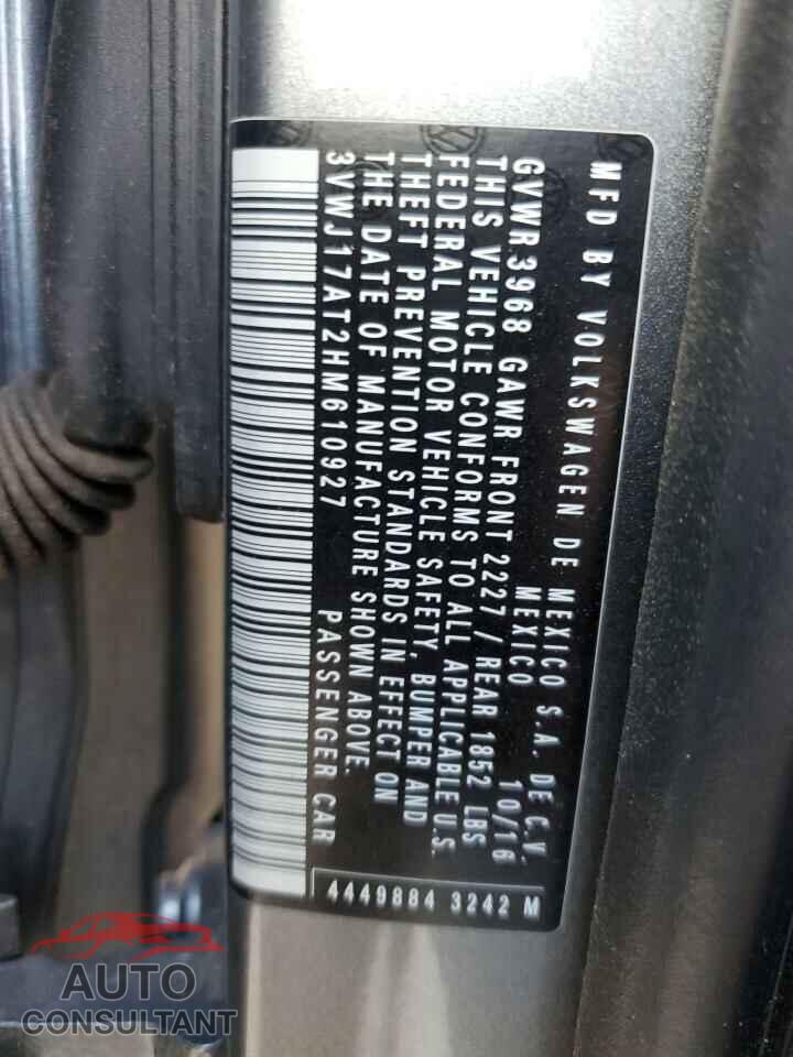 VOLKSWAGEN BEETLE 2017 - 3VWJ17AT2HM610927