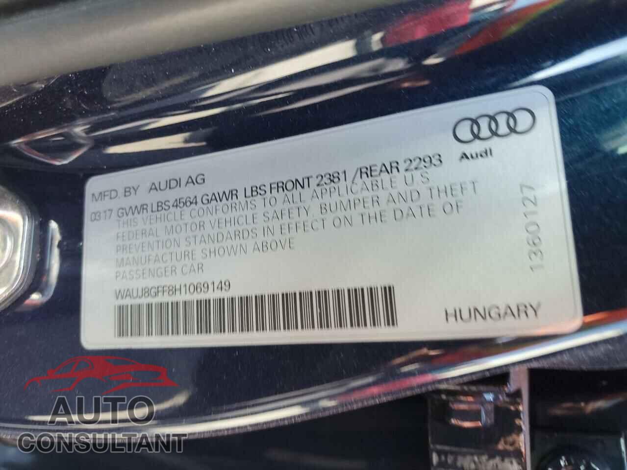 AUDI A3 2017 - WAUJ8GFF8H1069149