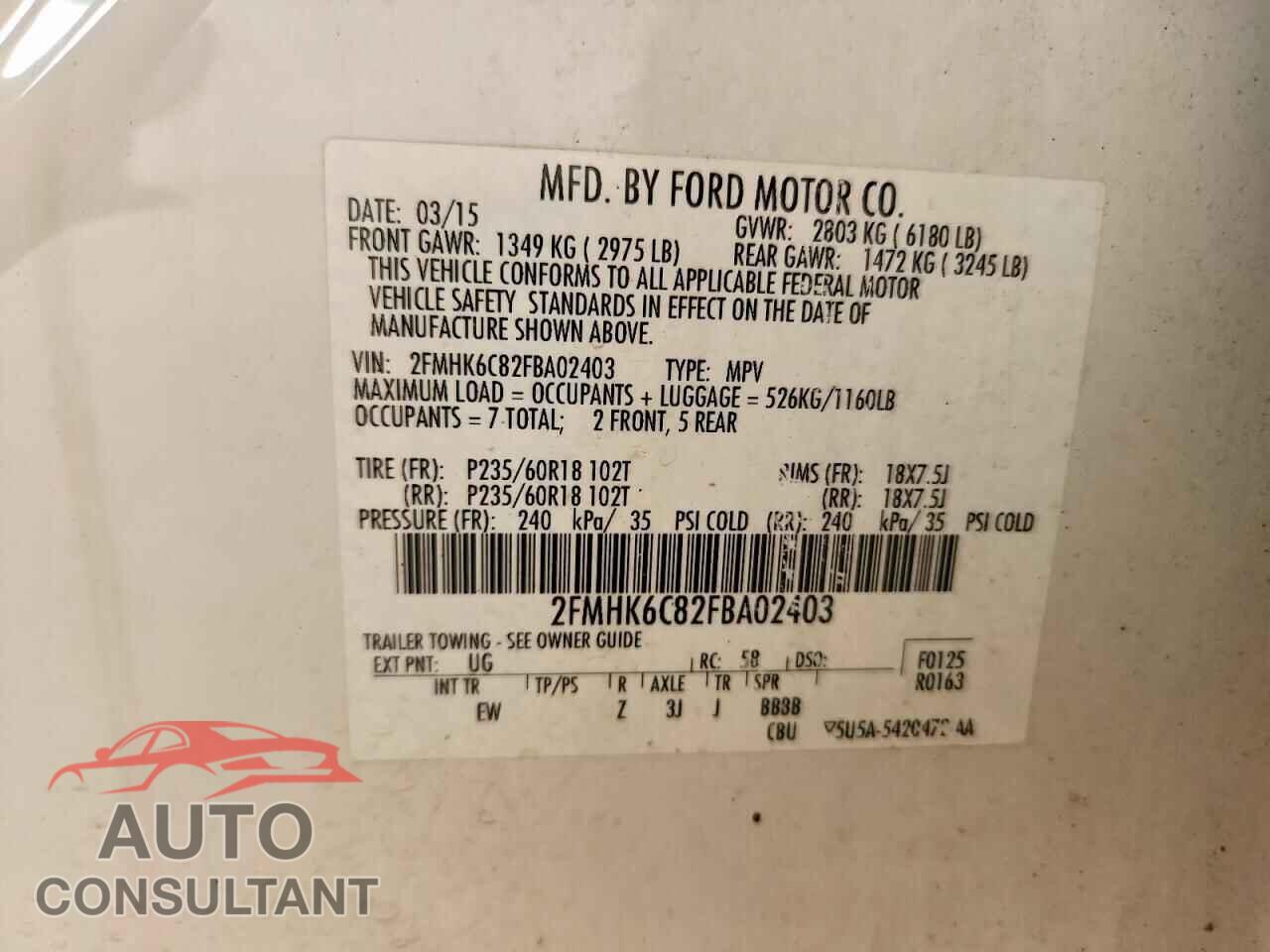 FORD FLEX 2015 - 2FMHK6C82FBA02403