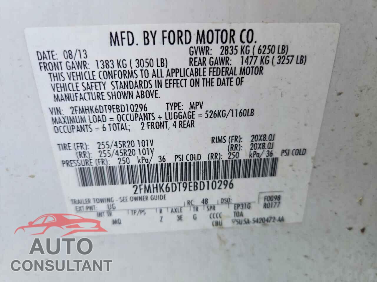 FORD FLEX 2014 - 2FMHK6DT9EBD10296