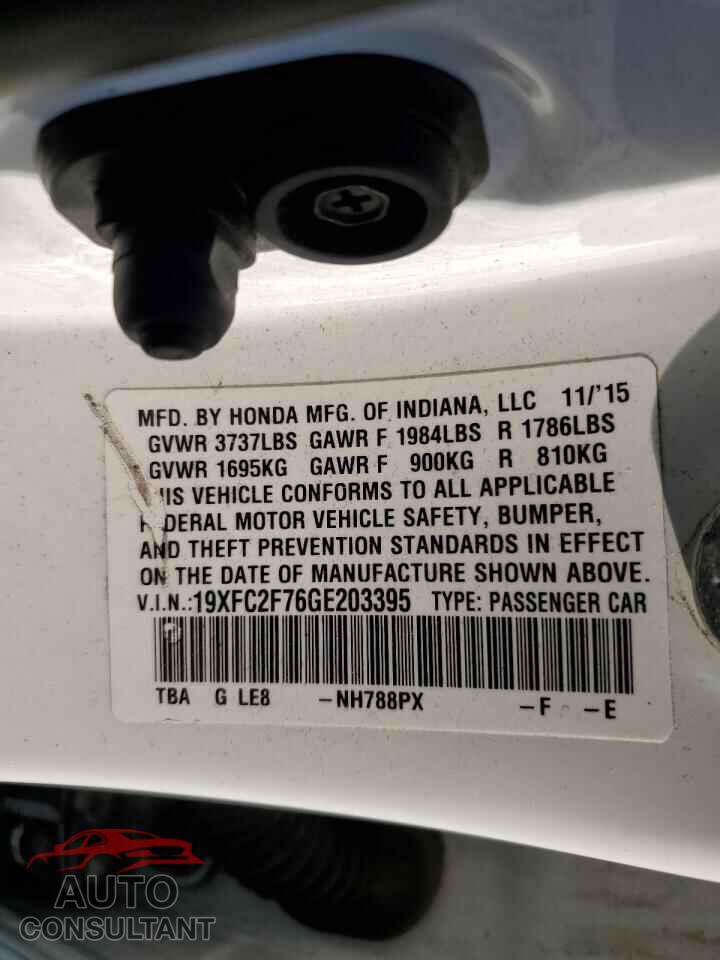 HONDA CIVIC 2016 - 19XFC2F76GE203395