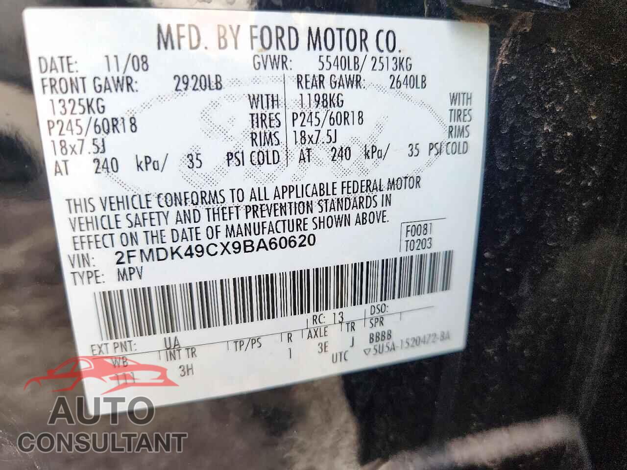 FORD EDGE 2009 - 2FMDK49CX9BA60620