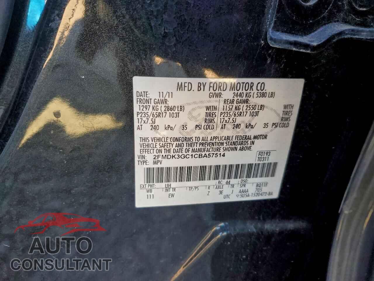 FORD EDGE 2012 - 2FMDK3GC1CBA57514