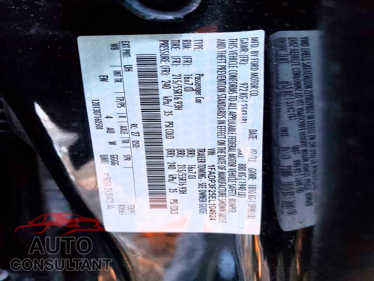 FORD FOCUS 2014 - 1FADP3F25EL104924