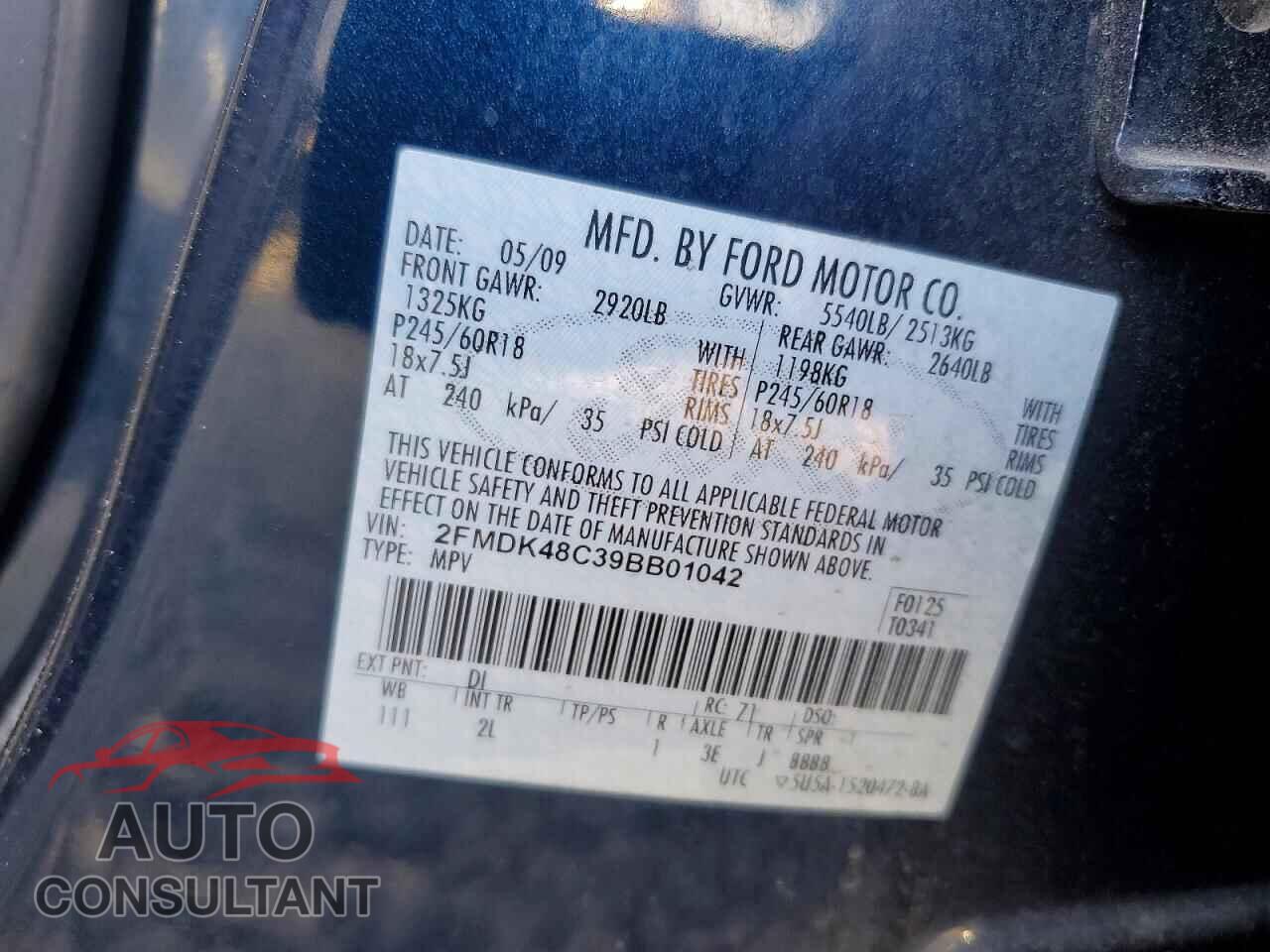 FORD EDGE 2009 - 2FMDK48C39BB01042
