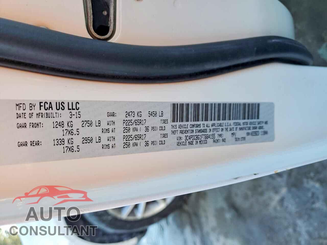 DODGE JOURNEY 2015 - 3C4PDCBG1FT664155