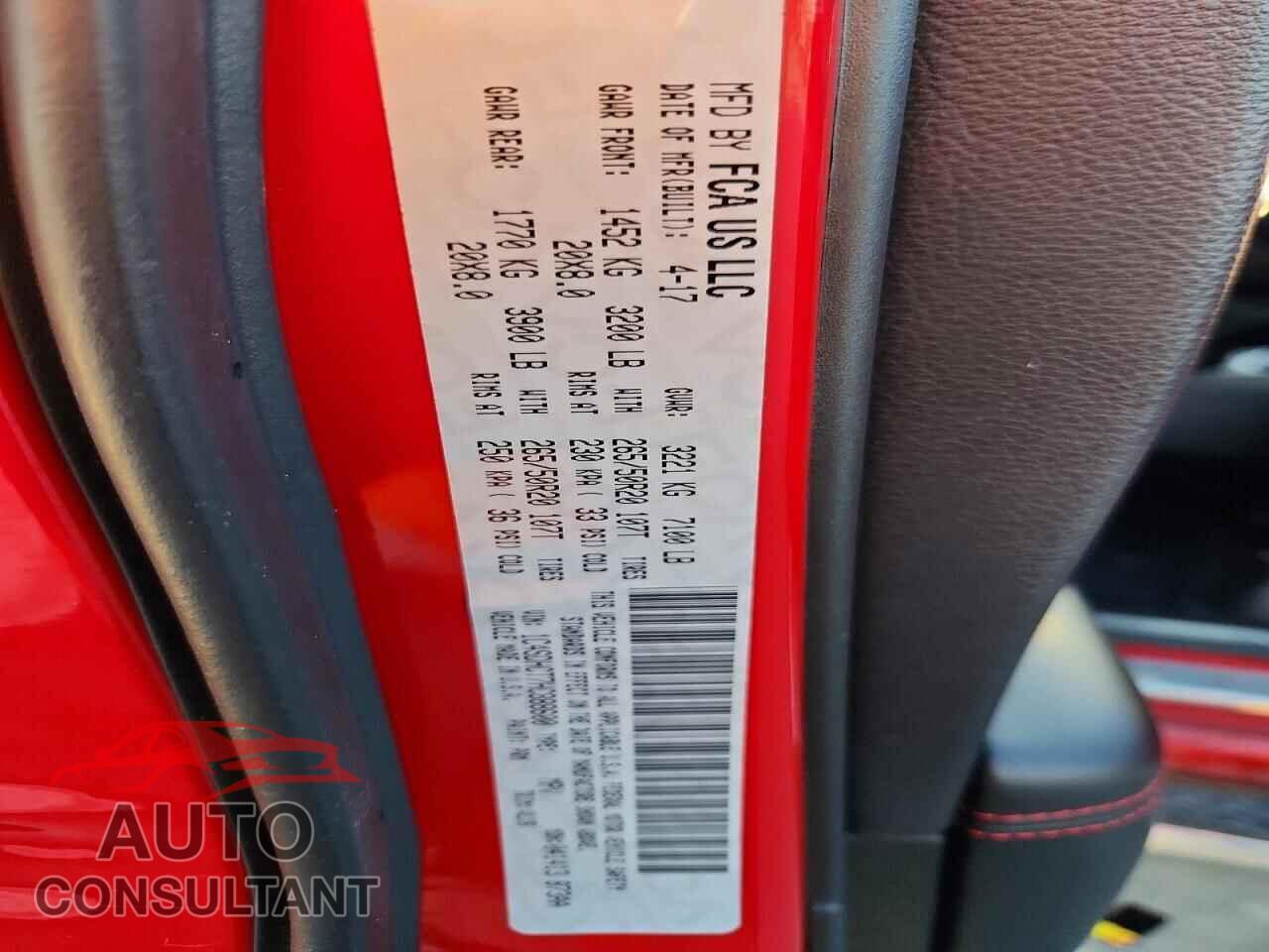DODGE DURANGO 2017 - 1C4SDHCT7HC888600