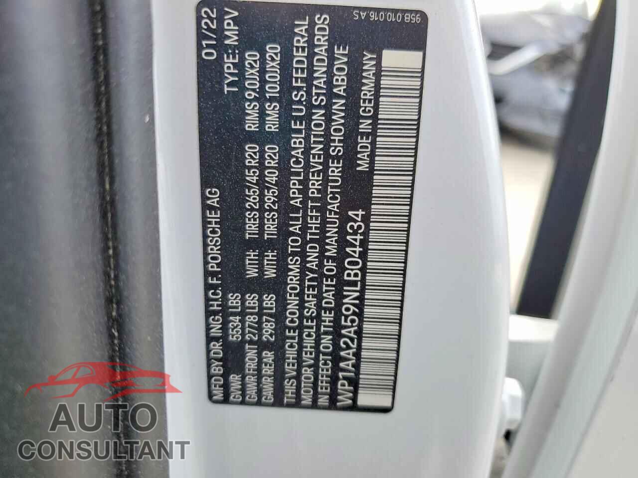 PORSCHE MACAN 2022 - WP1AA2A59NLB04434