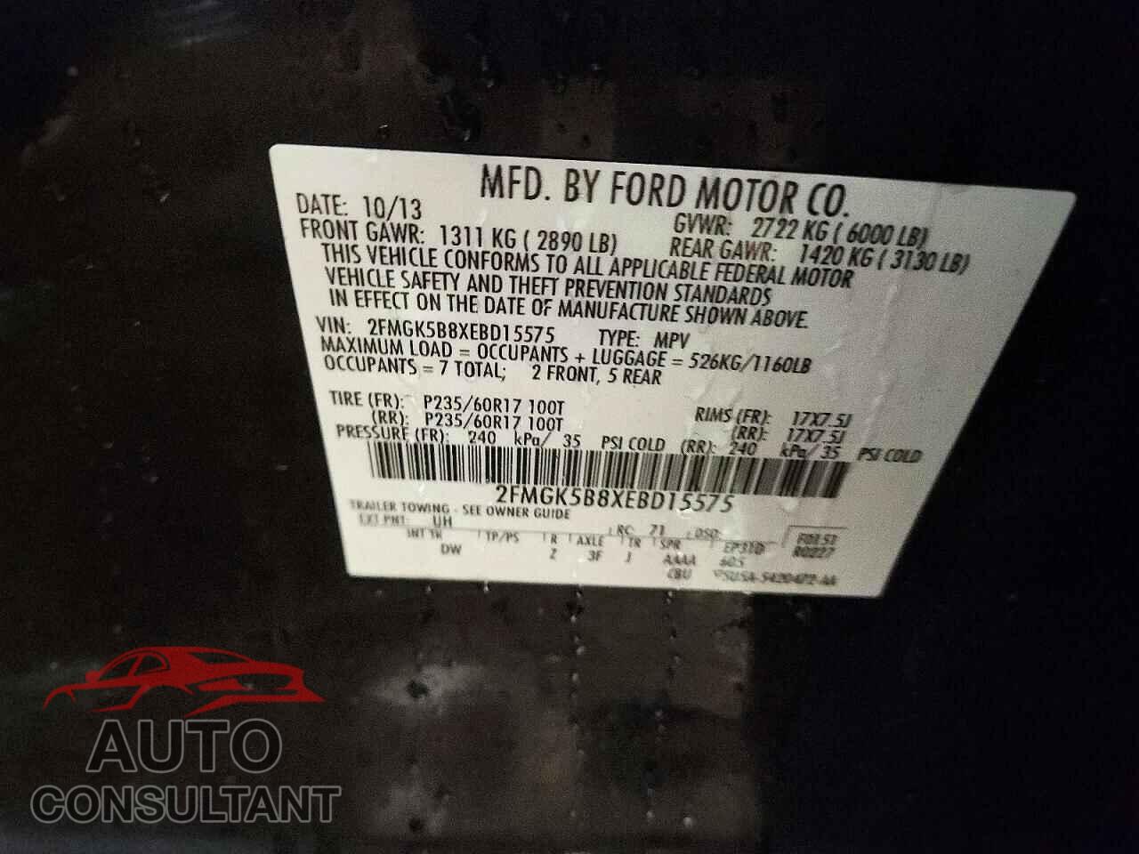 FORD FLEX 2014 - 2FMGK5B8XEBD15575