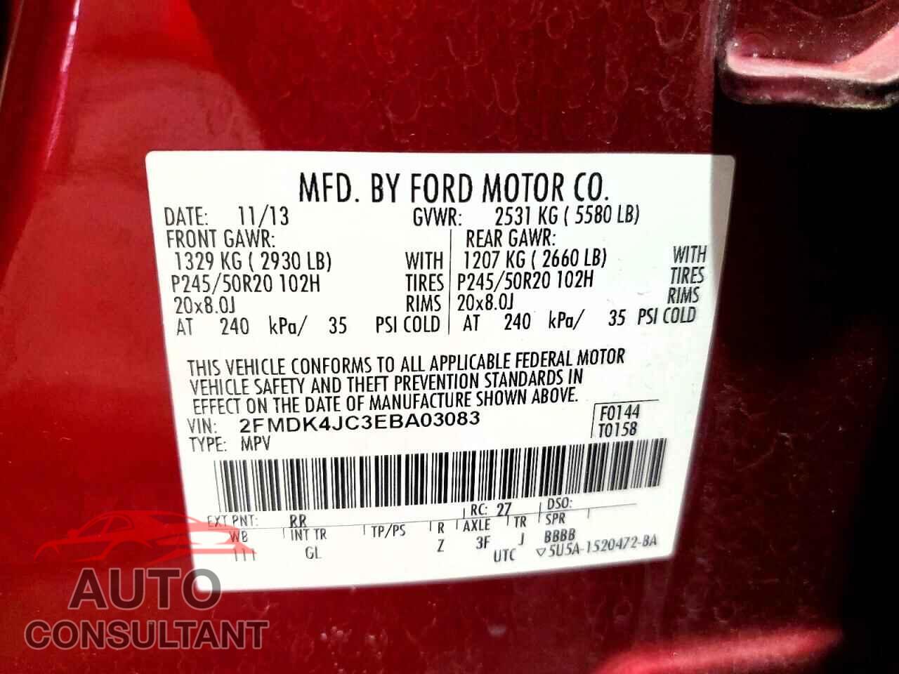 FORD EDGE 2014 - 2FMDK4JC3EBA03083