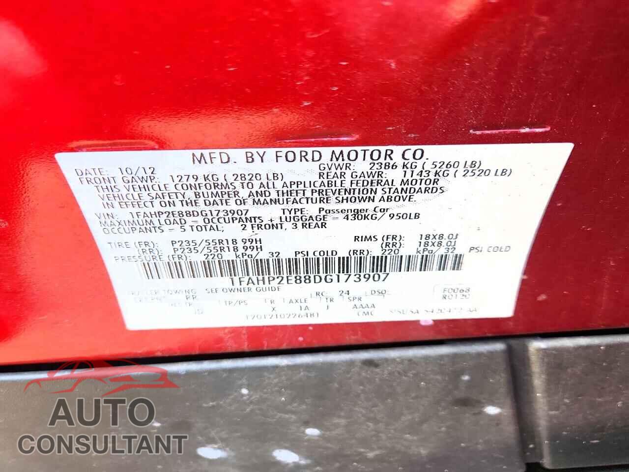 FORD TAURUS 2013 - 1FAHP2E88DG173907