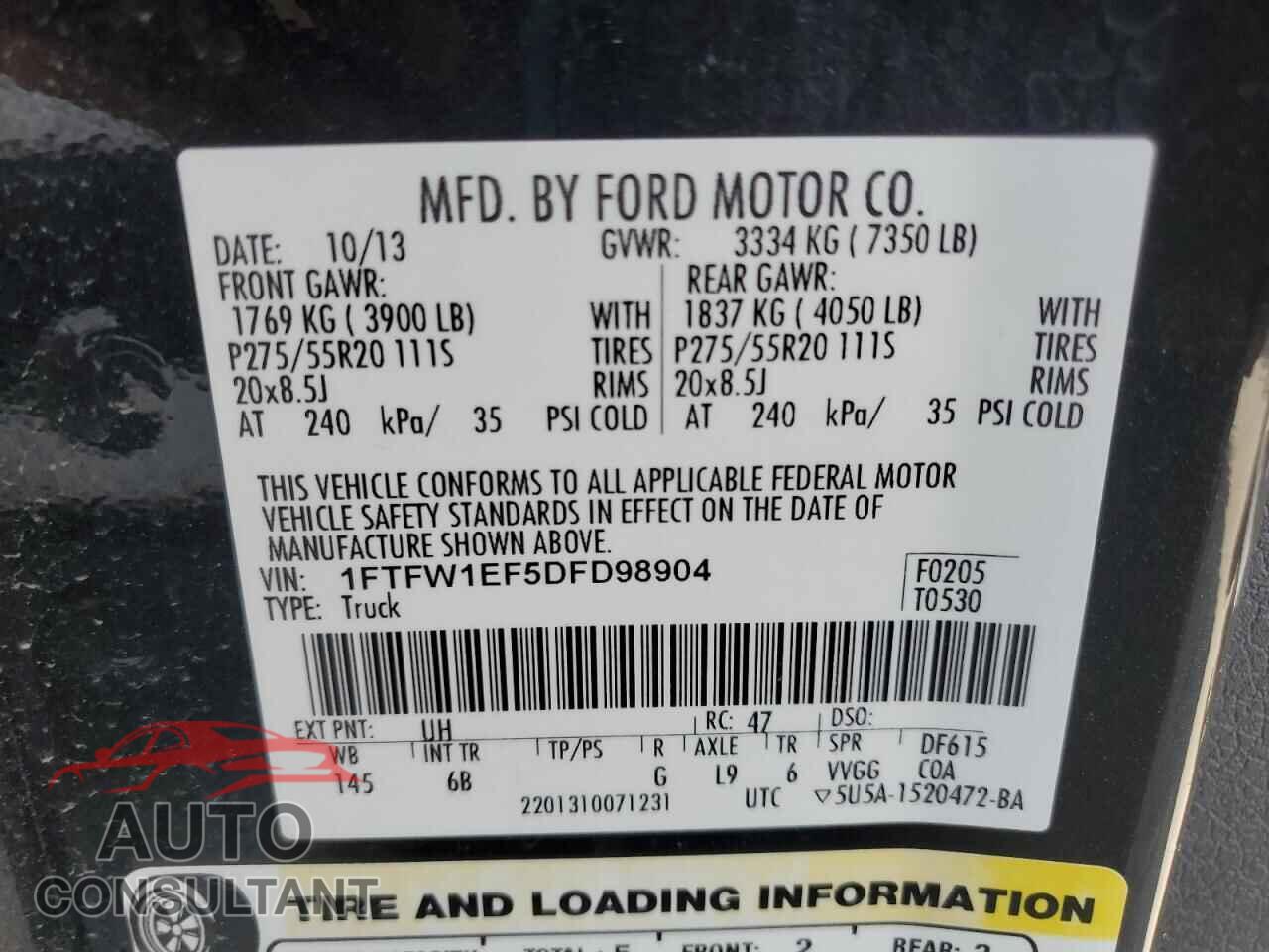 FORD F-150 2013 - 1FTFW1EF5DFD98904