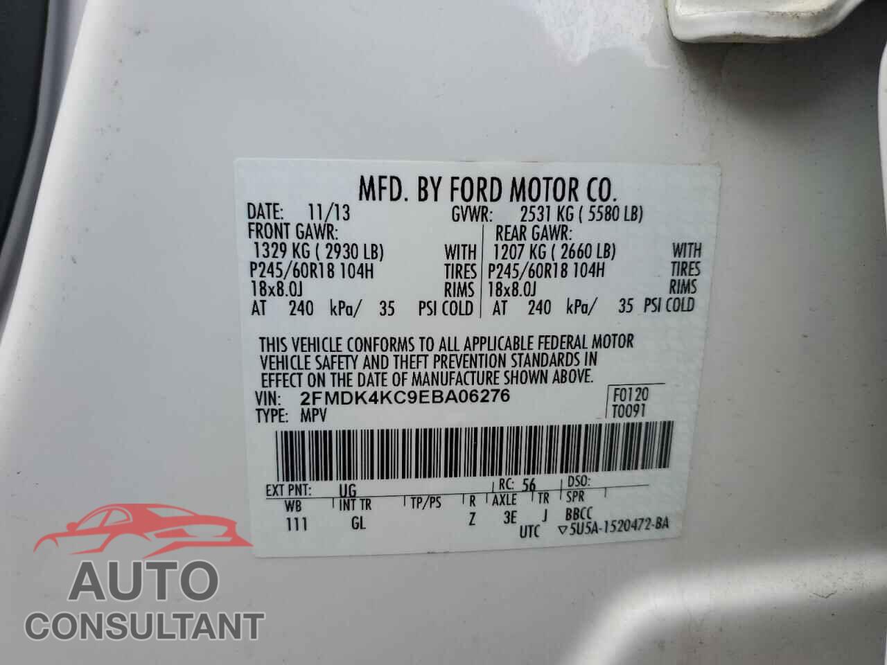 FORD EDGE 2014 - 2FMDK4KC9EBA06276