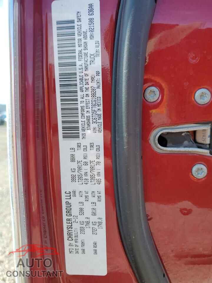 DODGE RAM 2500 2012 - 3C6TD5FT6CG188207
