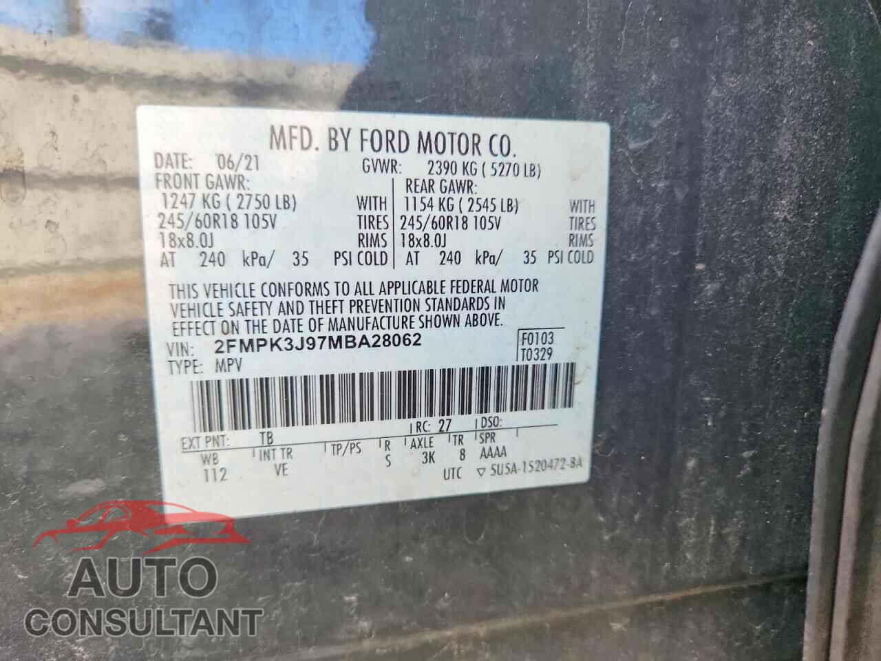 FORD EDGE 2021 - 2FMPK3J97MBA28062