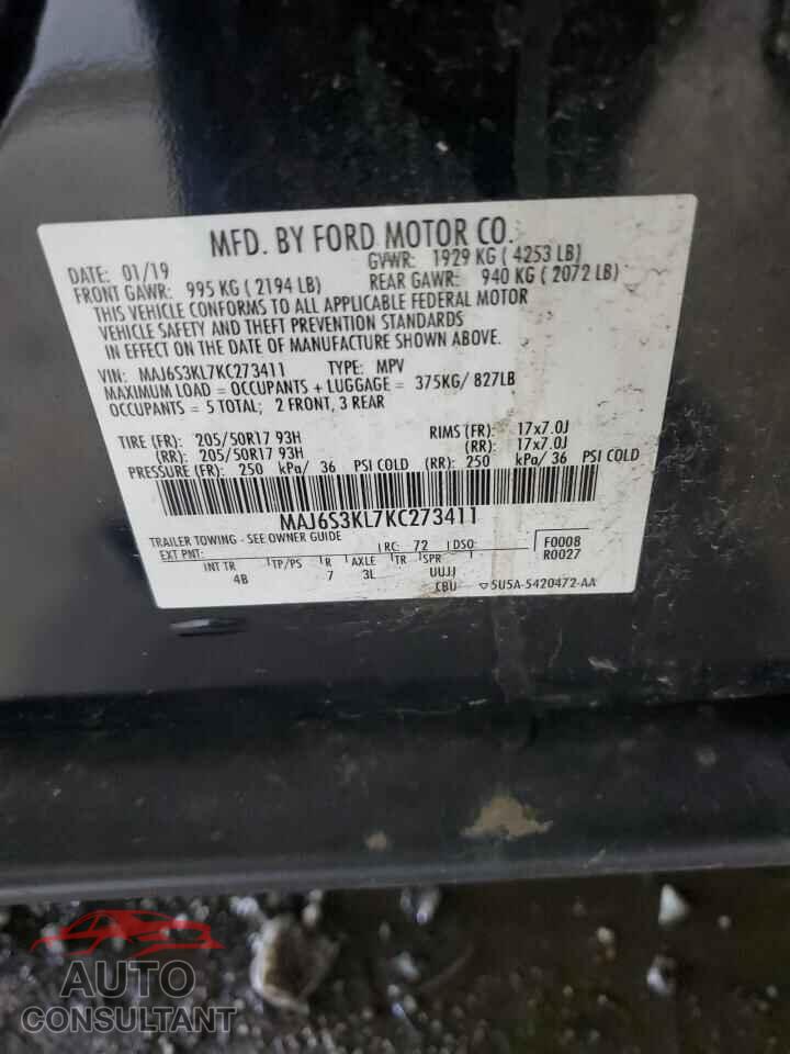 FORD ECOSPORT 2019 - MAJ6S3KL7KC273411