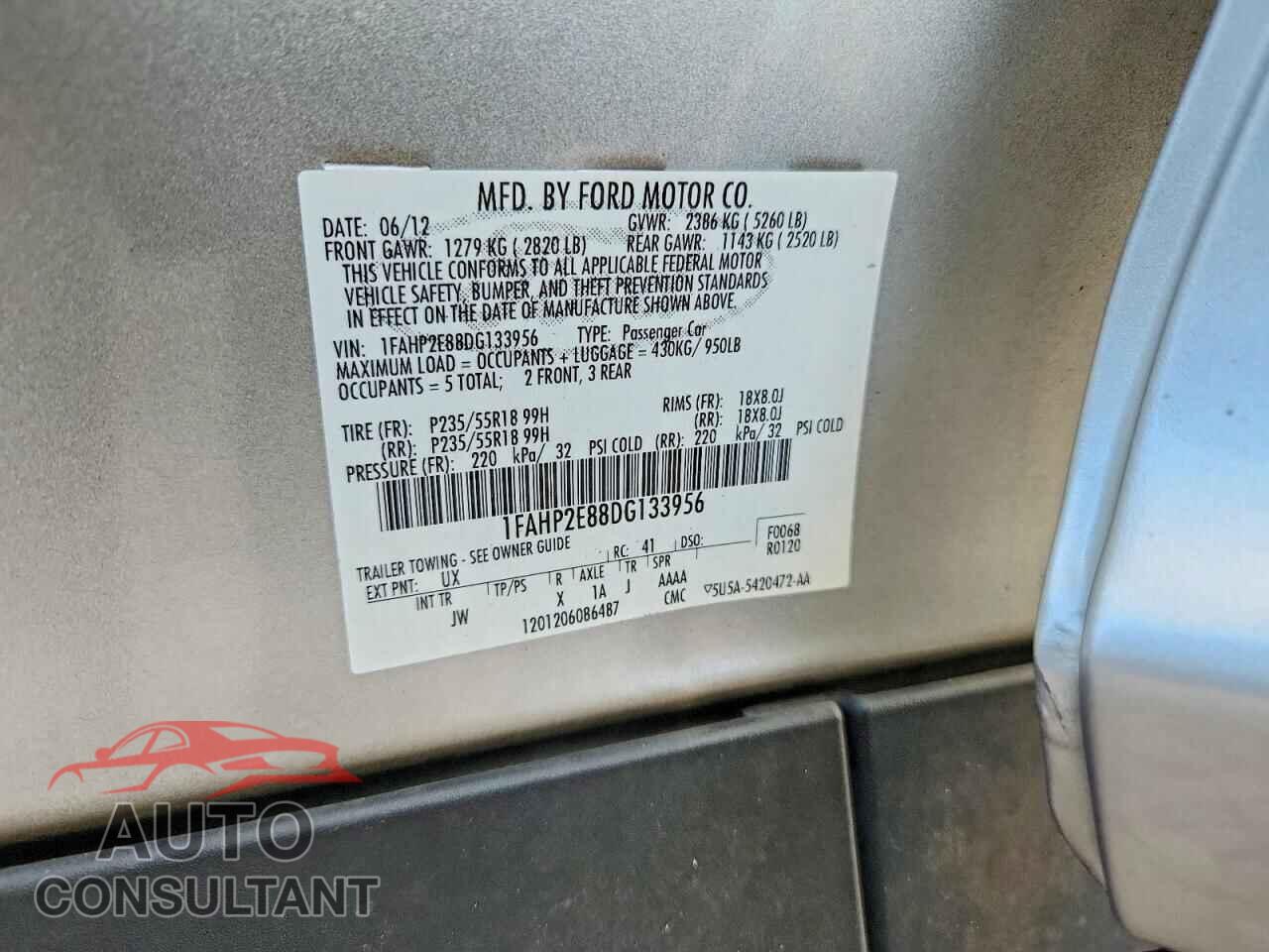 FORD TAURUS 2013 - 1FAHP2E88DG133956