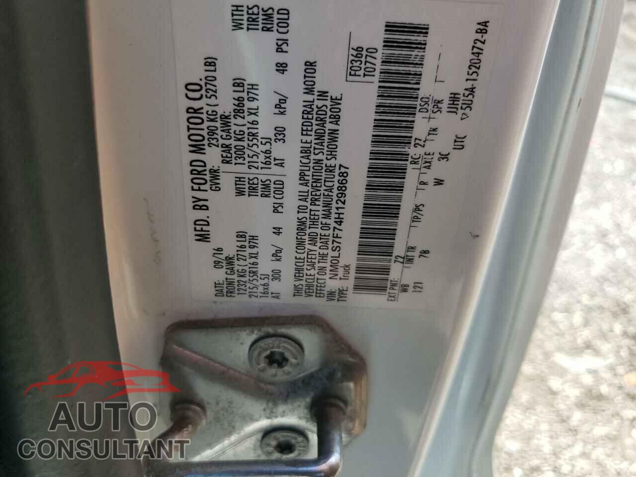 FORD TRANSIT 2017 - NM0LS7F74H1298687