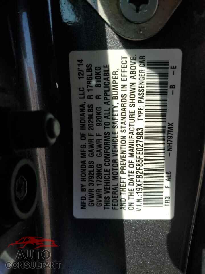 HONDA CIVIC 2015 - 19XFB2F85FE027983
