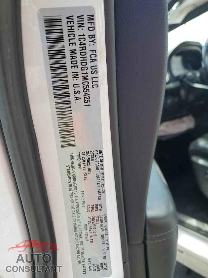 DODGE DURANGO 2021 - 1C4RDHDG1MC554251