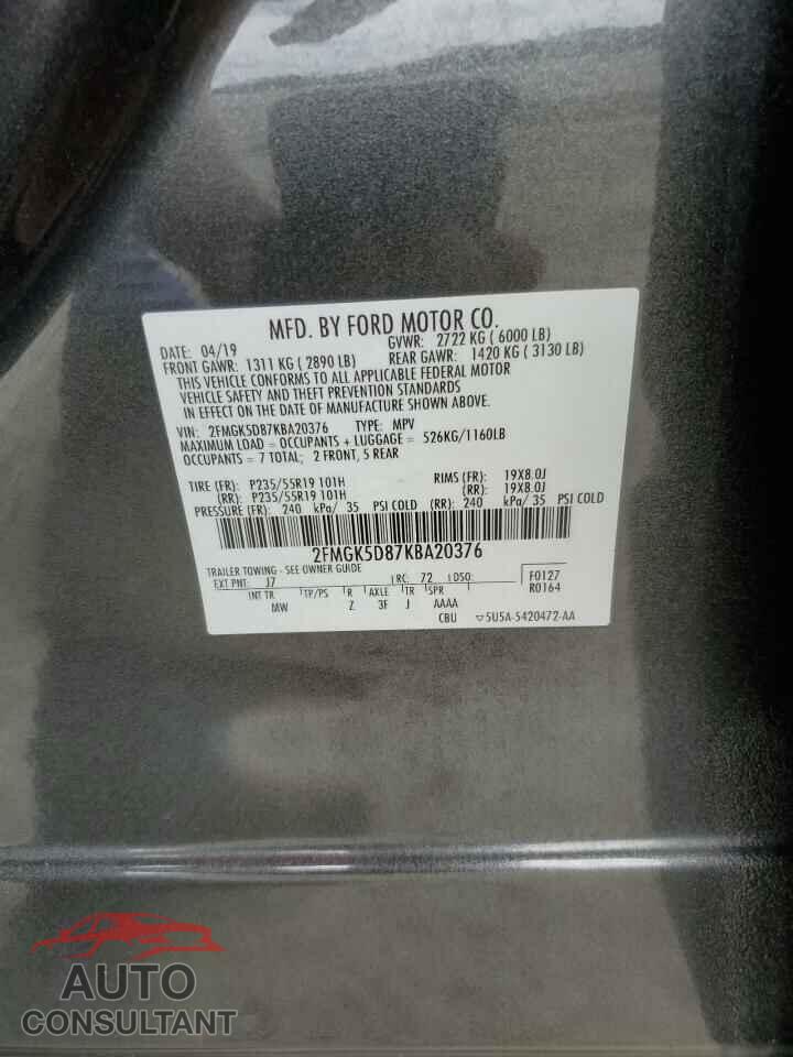 FORD FLEX 2019 - 2FMGK5D87KBA20376