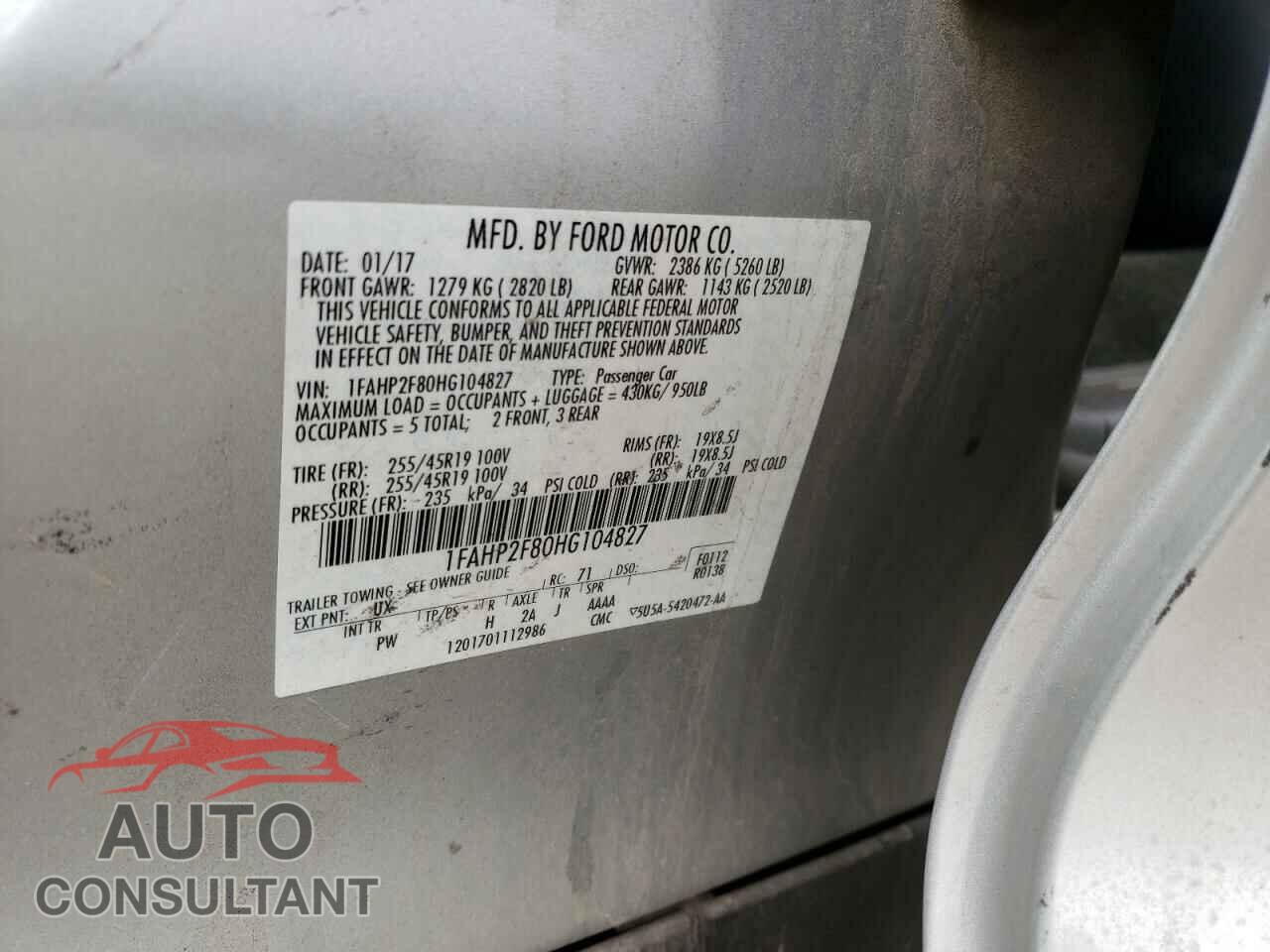 FORD TAURUS 2017 - 1FAHP2F80HG104827