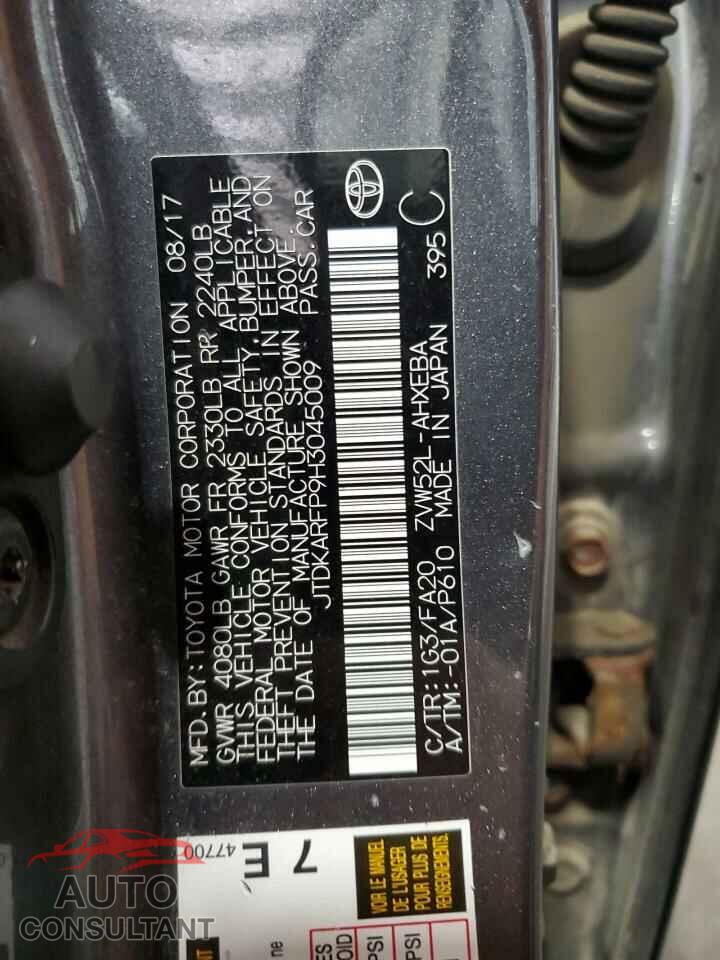 TOYOTA PRIUS 2017 - JTDKARFP9H3045009