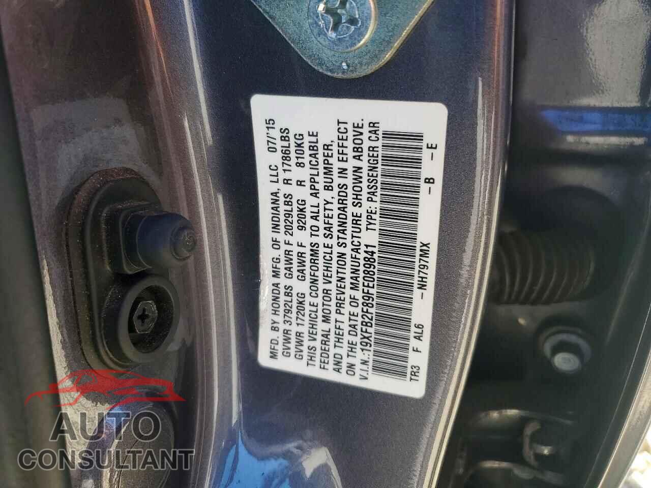 HONDA CIVIC 2015 - 19XFB2F89FE089841