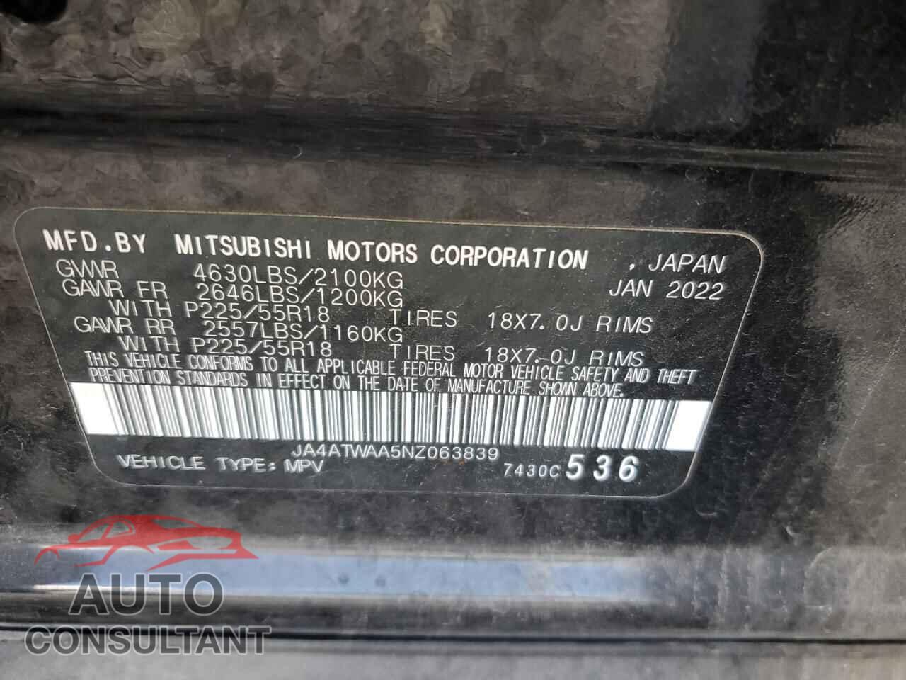 MITSUBISHI ECLIPSE 2022 - JA4ATWAA5NZ063839