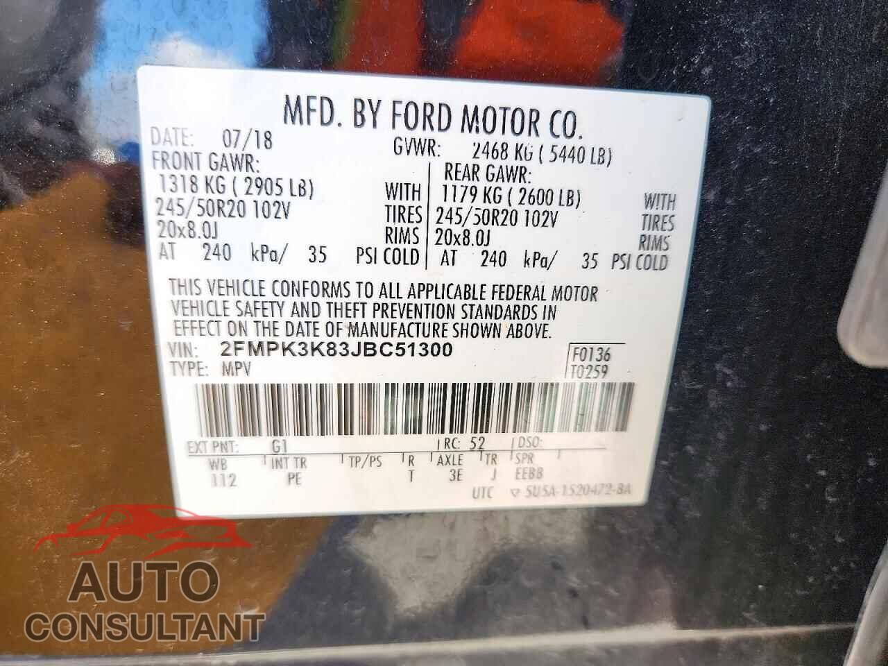 FORD EDGE 2018 - 2FMPK3K83JBC51300