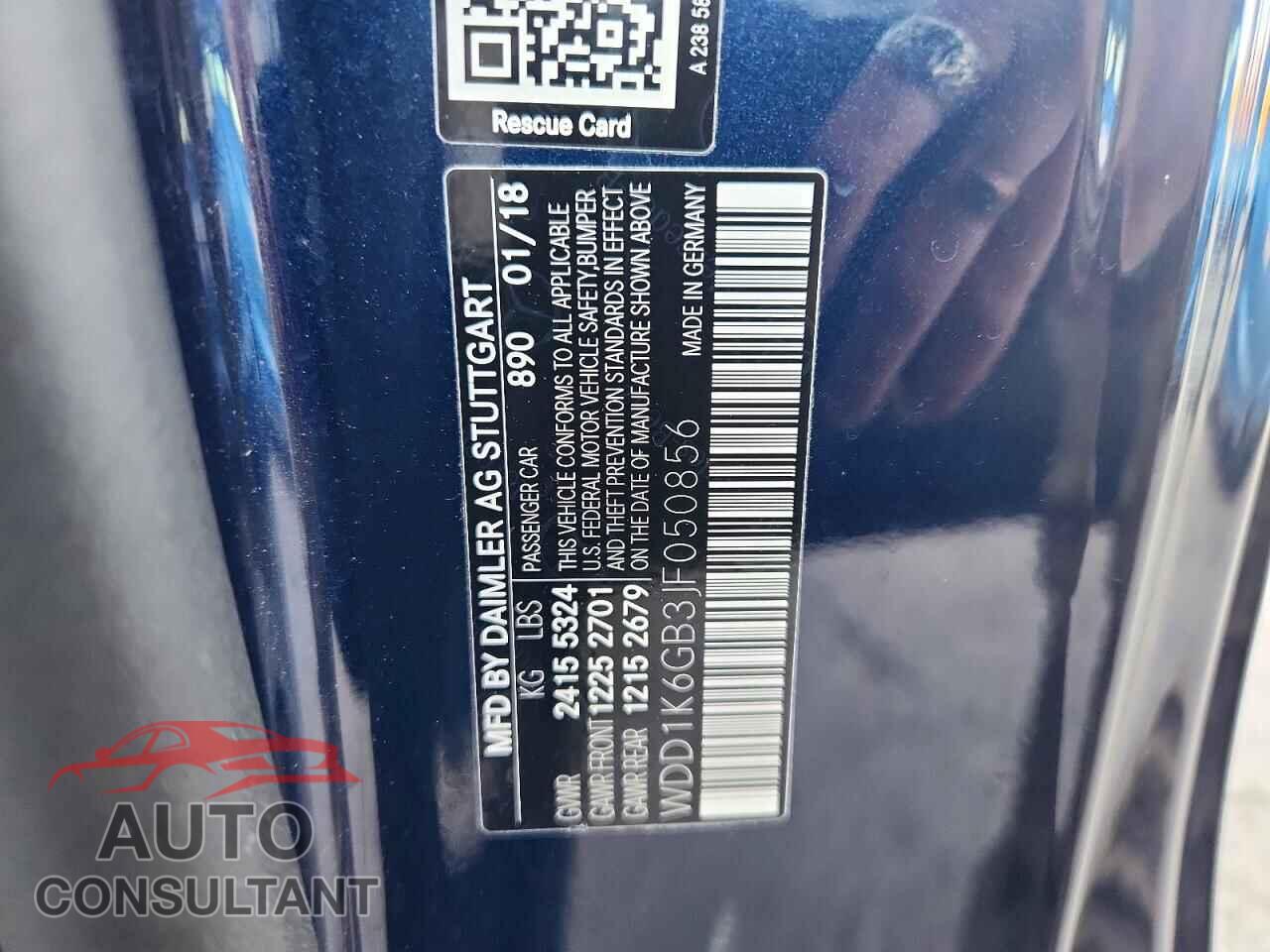 MERCEDES-BENZ E-CLASS 2018 - WDD1K6GB3JF050856
