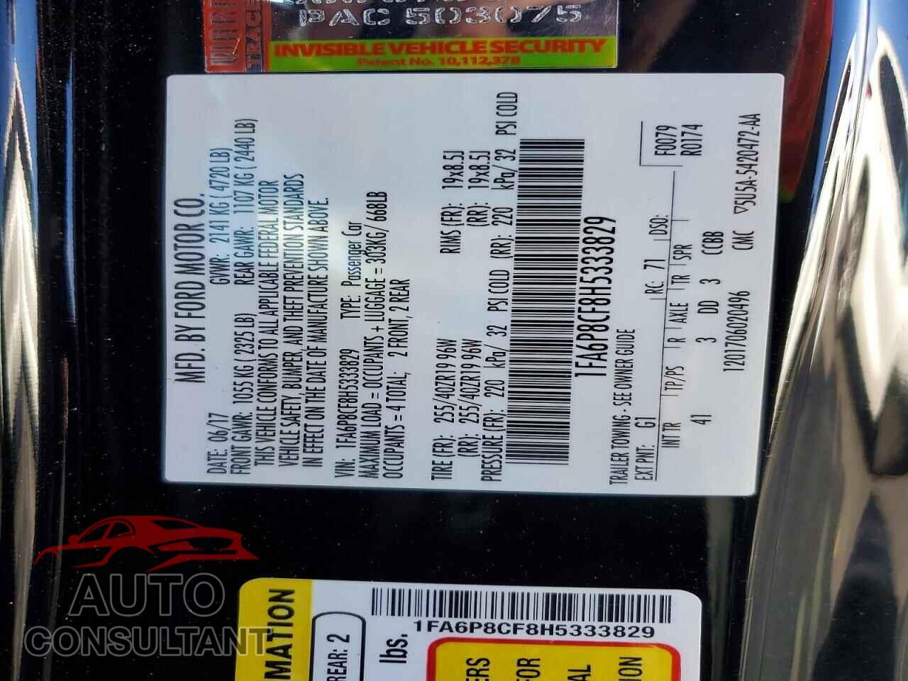 FORD MUSTANG 2017 - 1FA6P8CF8H5333829