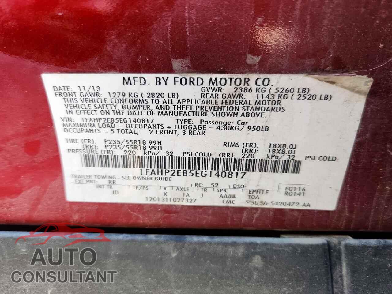 FORD TAURUS 2014 - 1FAHP2E85EG140817