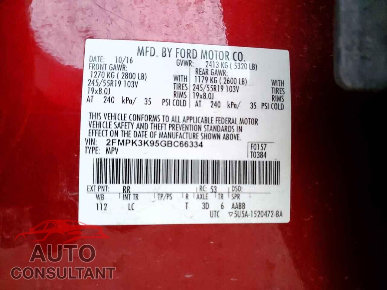 FORD EDGE 2016 - 2FMPK3K95GBC66334
