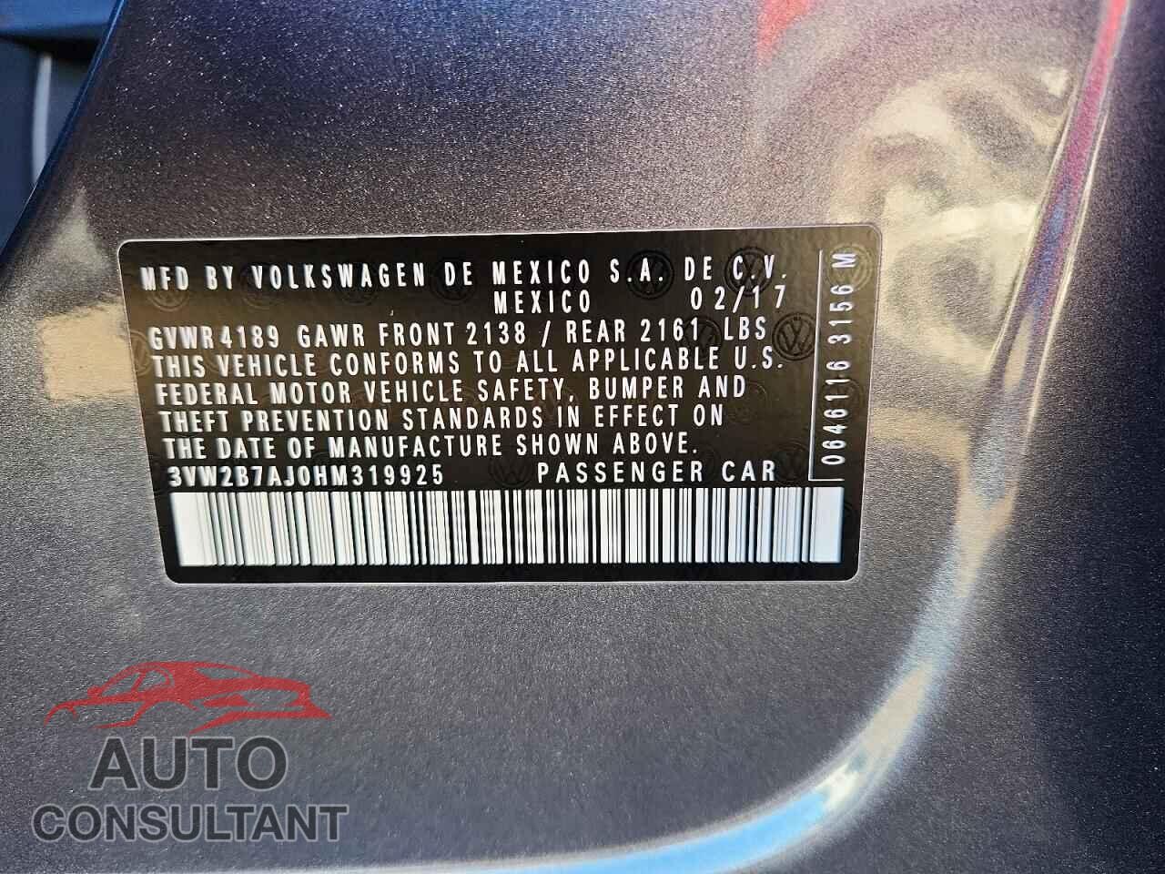 VOLKSWAGEN JETTA 2017 - 3VW2B7AJ0HM319925