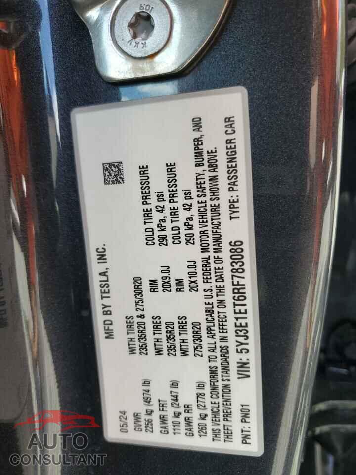 TESLA MODEL 3 2024 - 5YJ3E1ET6RF783086