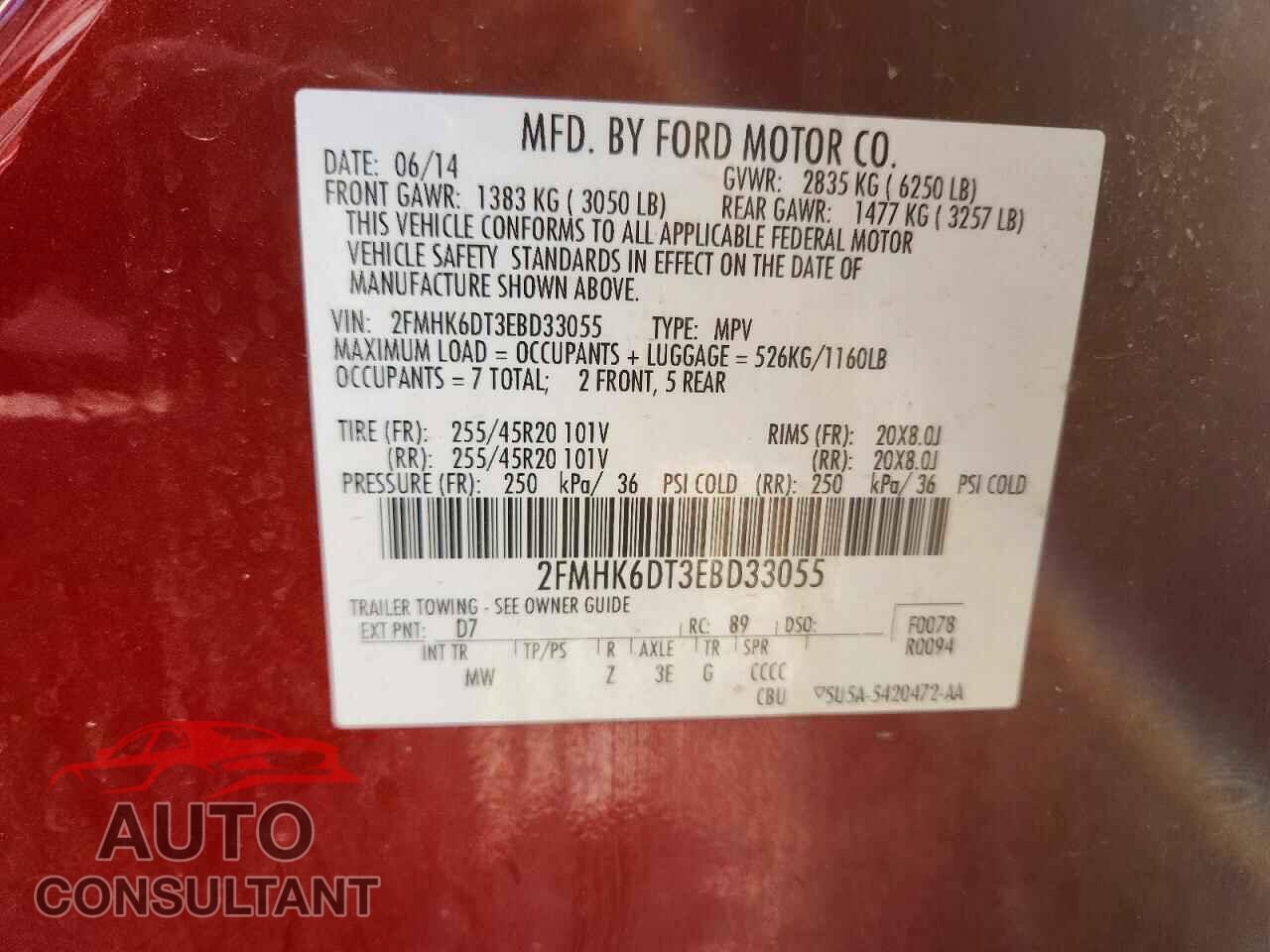 FORD FLEX 2014 - 2FMHK6DT3EBD33055