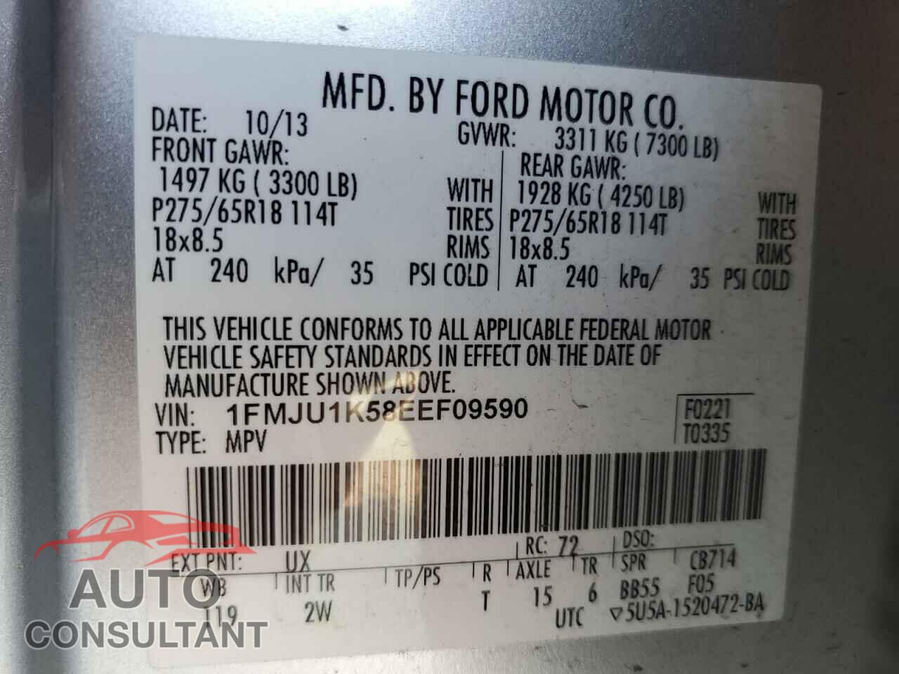 FORD EXPEDITION 2014 - 1FMJU1K58EEF09590