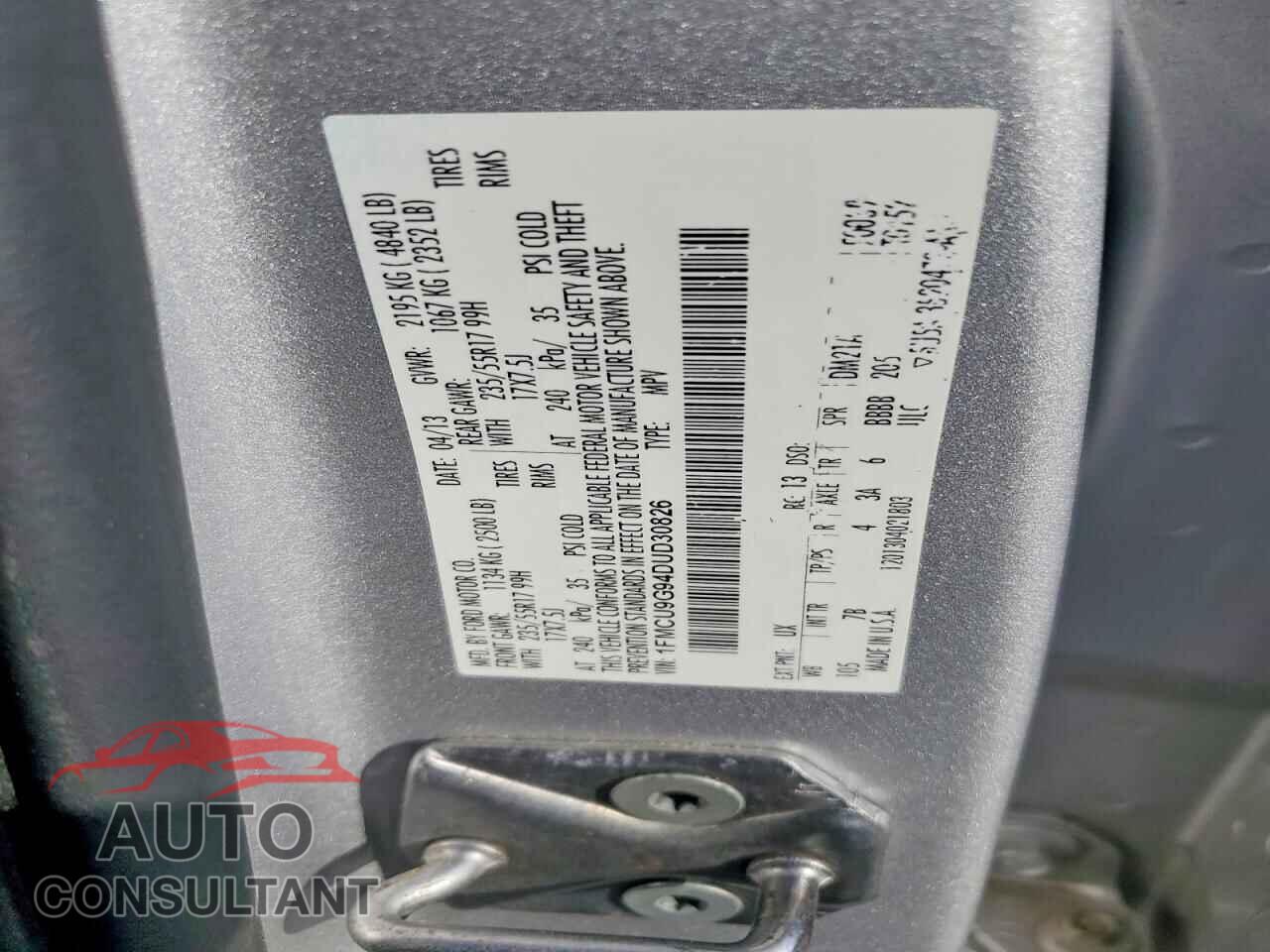 FORD ESCAPE 2013 - 1FMCU9G94DUD30826